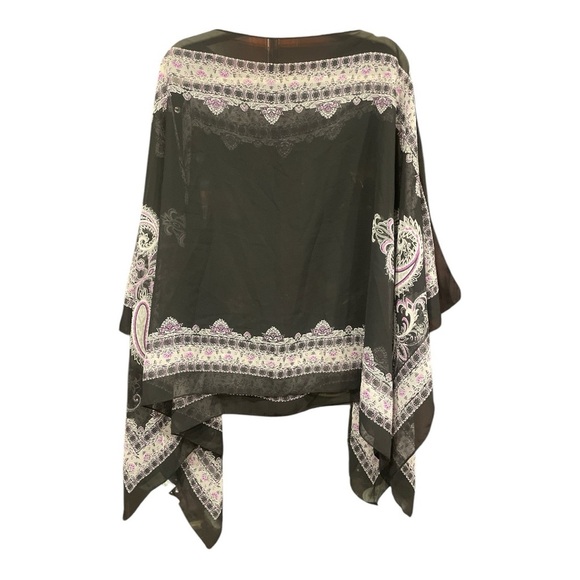 Catherine’s Sheer Patterned Two Way Poncho Black/silver/purple One Size A 5 - Picture 2 of 7